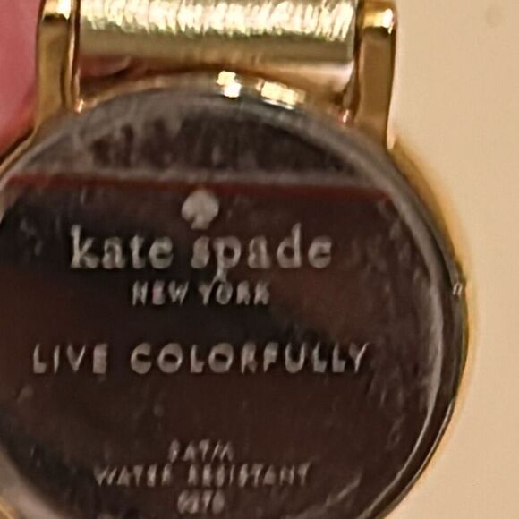 Kate Spade Gold Tone Watch Metallic Leather Band Minimalist Preppy Old Money - Picture 8 of 12